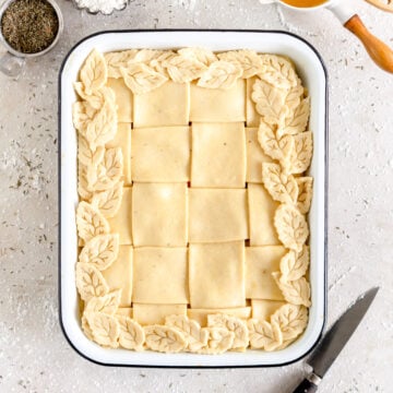 chicken pot pie ready for oven