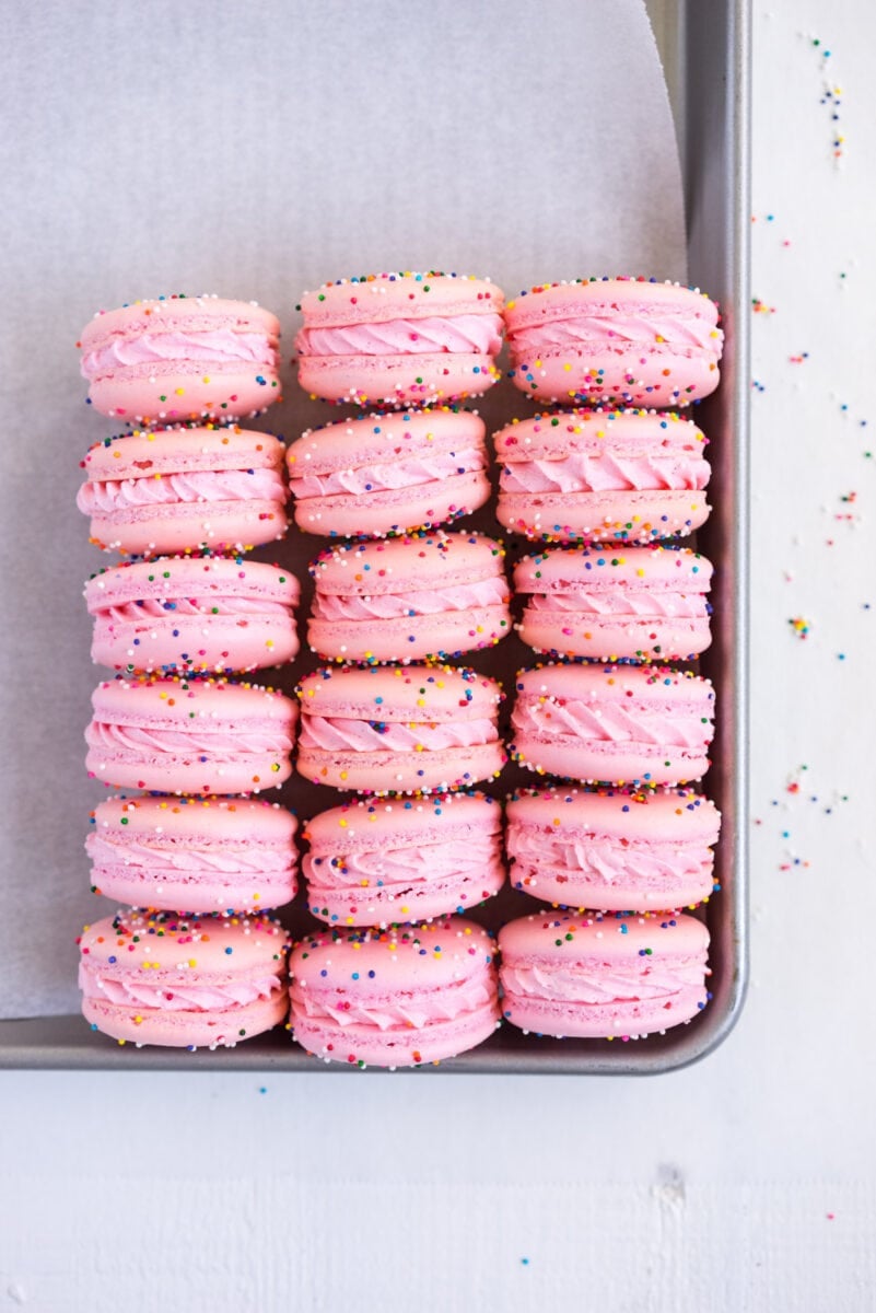 corner shot of french macarons