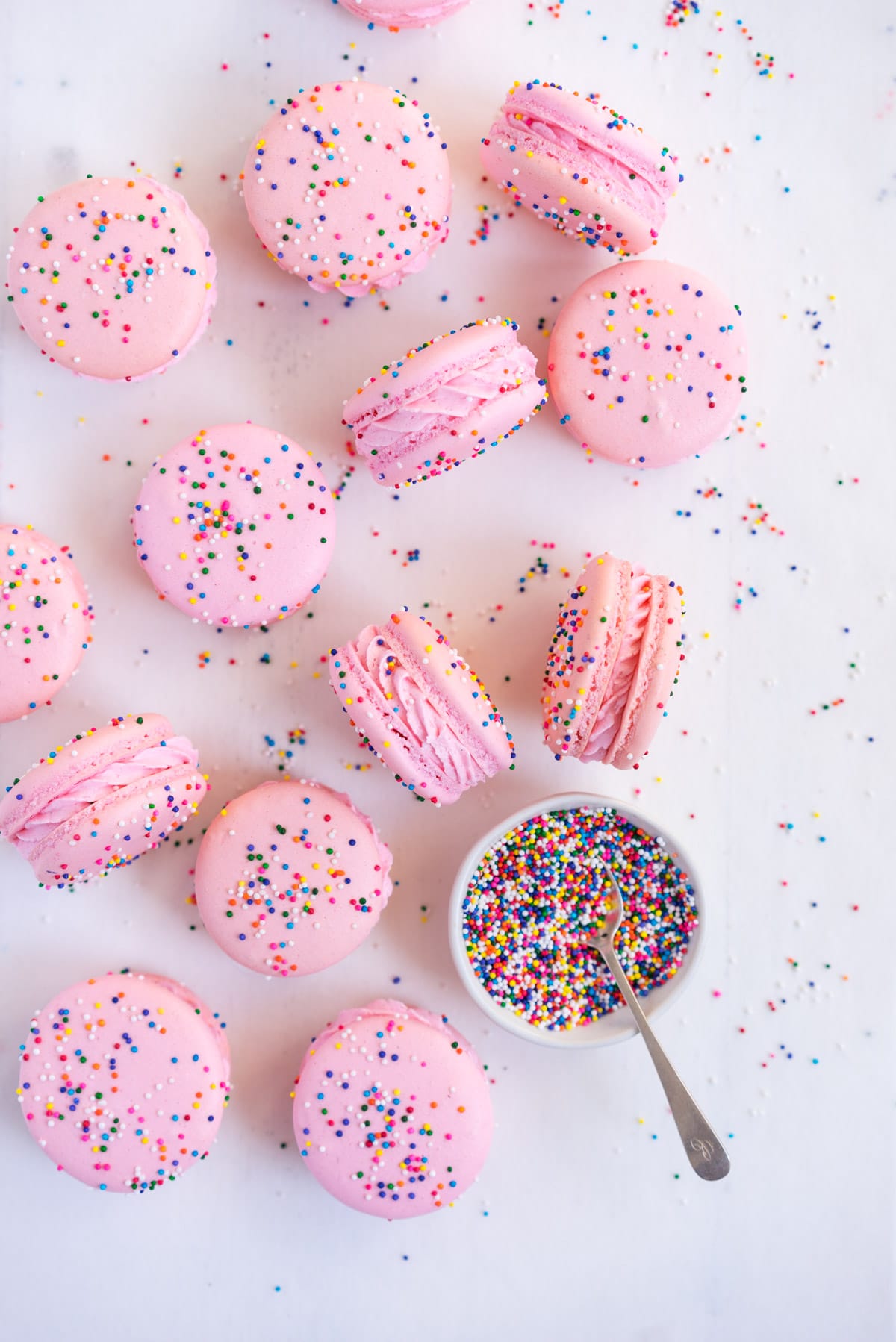 french macarons and sprinkles