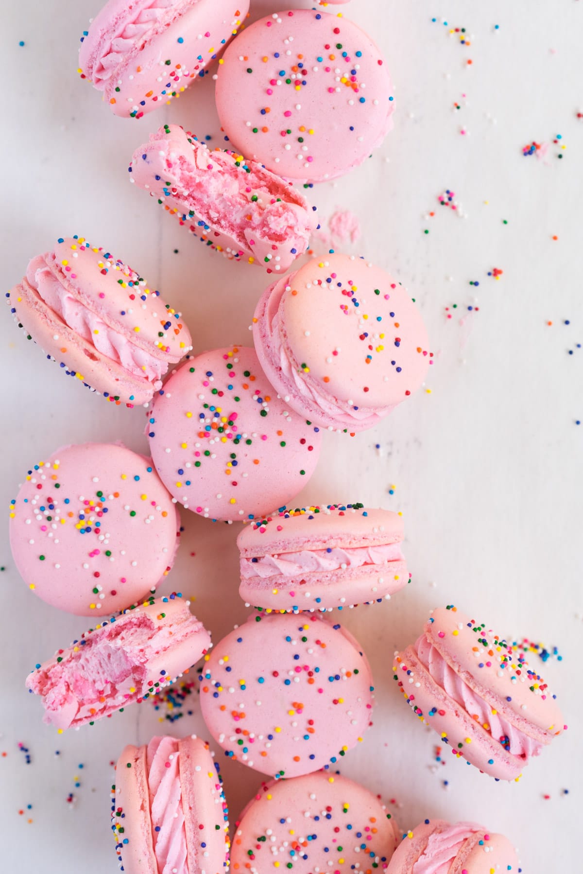 close up of french macarons