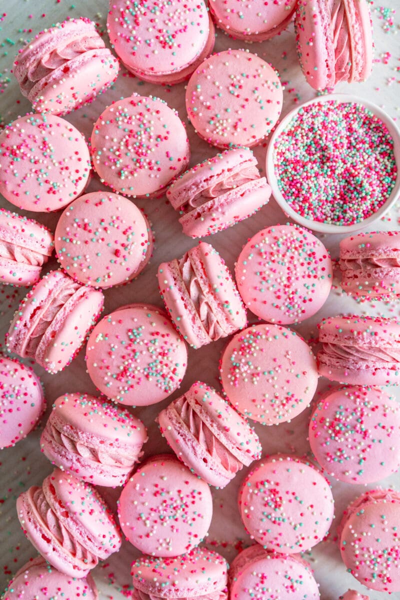 French macarons with american buttercream and sprinkles