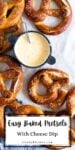 Pretzels with cheese sauce dip