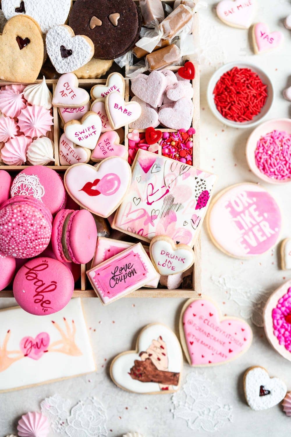 corner shot of valentine's day treat box