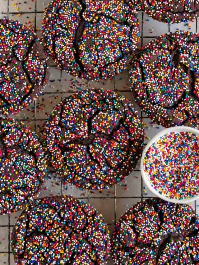 The chewiest Chocolate Sprinkle Sugar Cookies