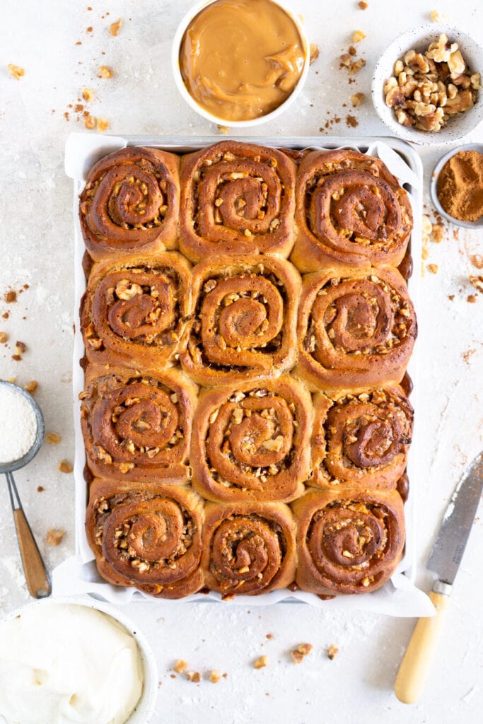 baked carrot cake cinnamon rolls