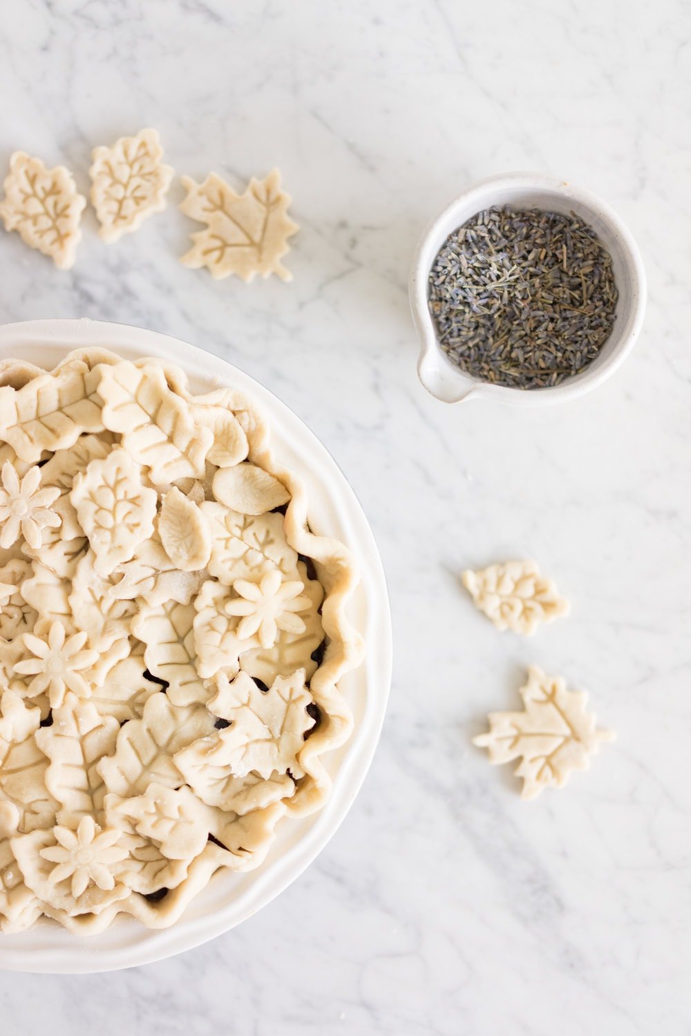 Blueberry lavender pie with a stamp cut-out top
