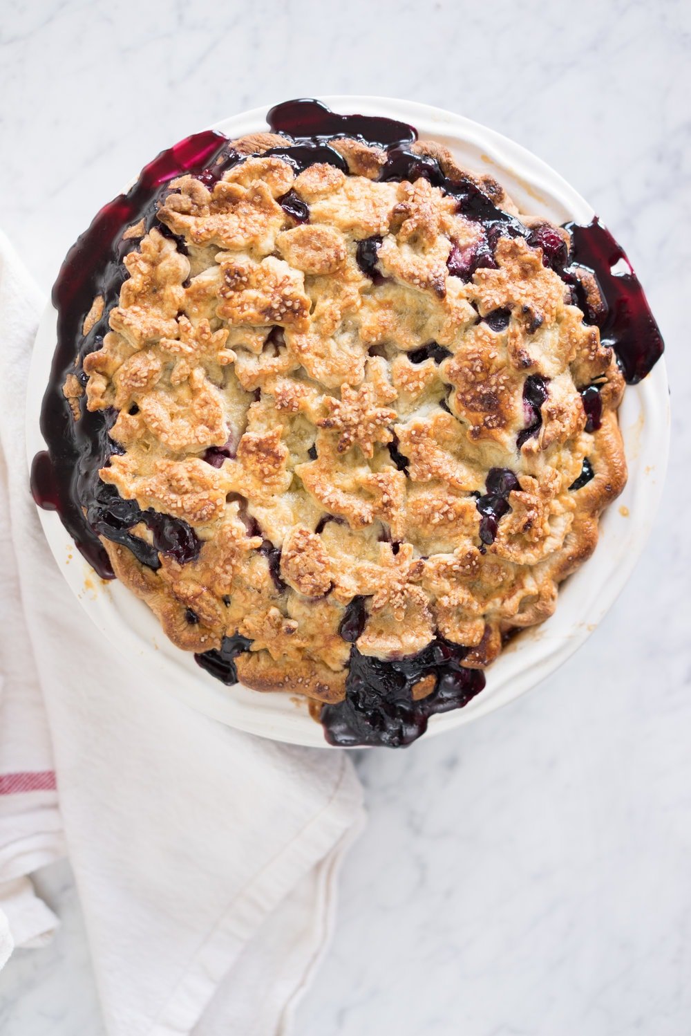 Blueberry lavender pie with a stamp cut-out top