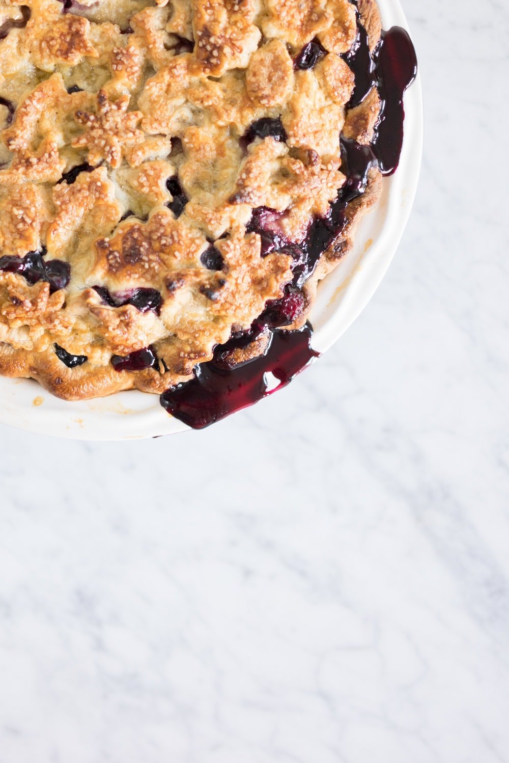 Blueberry lavender pie with a stamp cut-out top