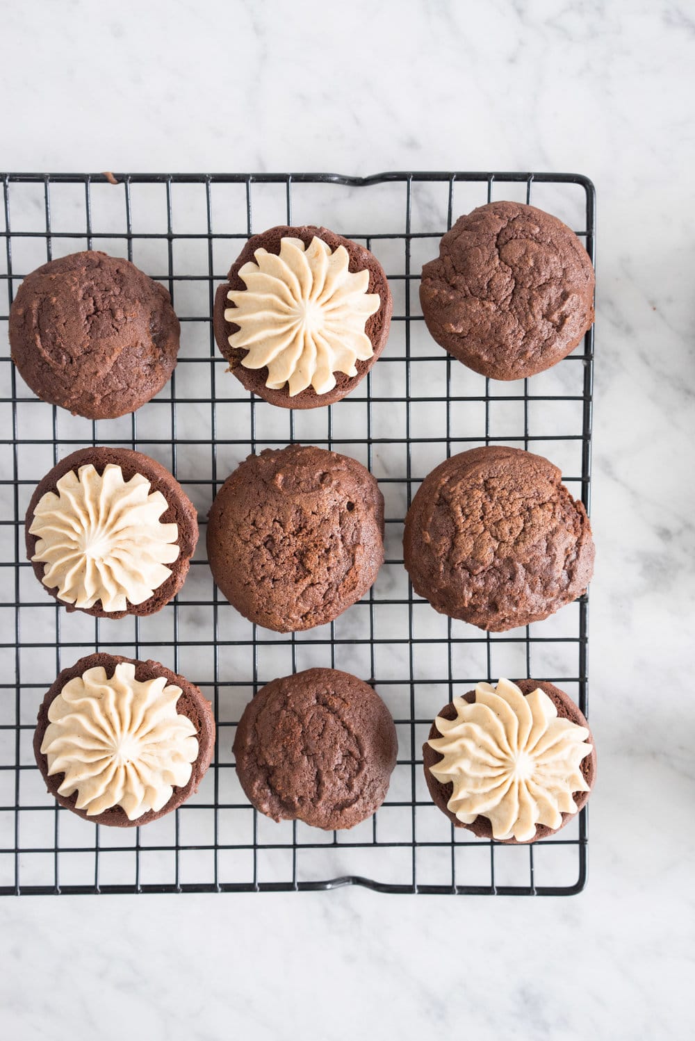 Chocolate stout cookies with coffee german buttercream