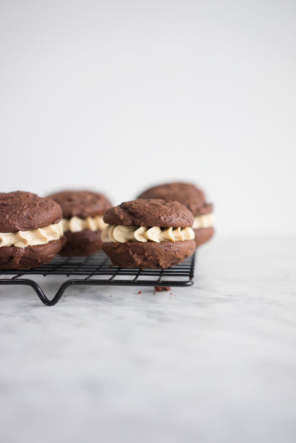 Chocolate stout cookies with coffee german buttercream