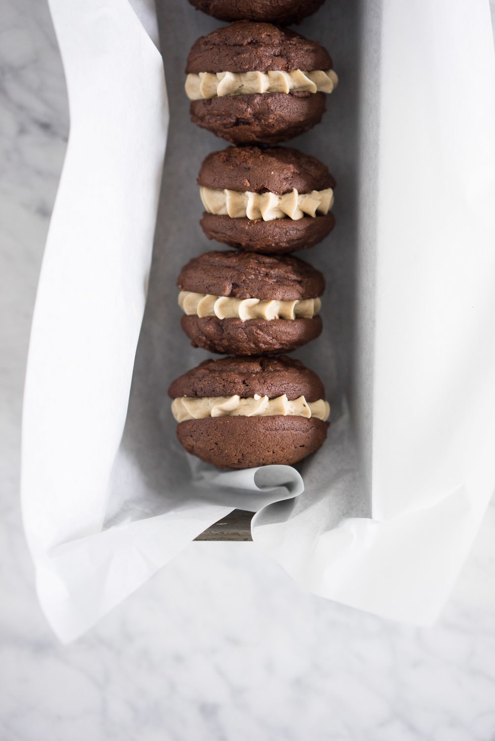 Chocolate stout cookies with coffee german buttercream