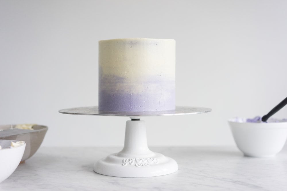 Honey lavender cake with vanilla german buttercream and lavender ganache drip