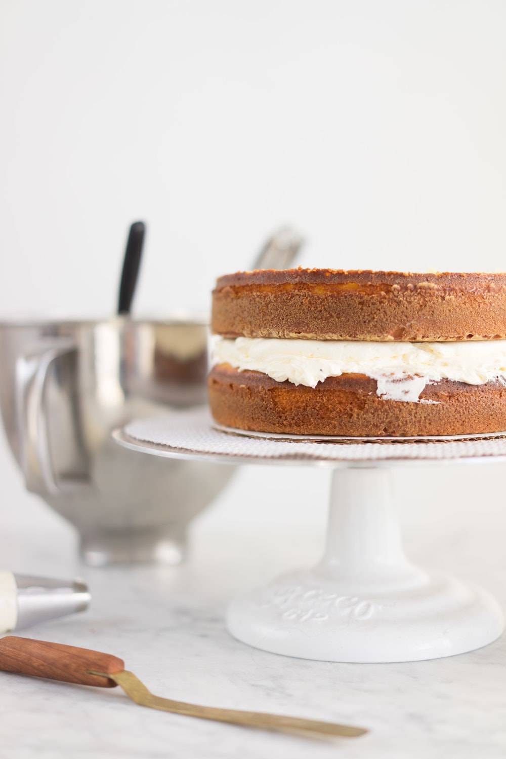 Zesty lemon yoghurt cake, lemon curd, and lemon curd swiss meringue buttercream