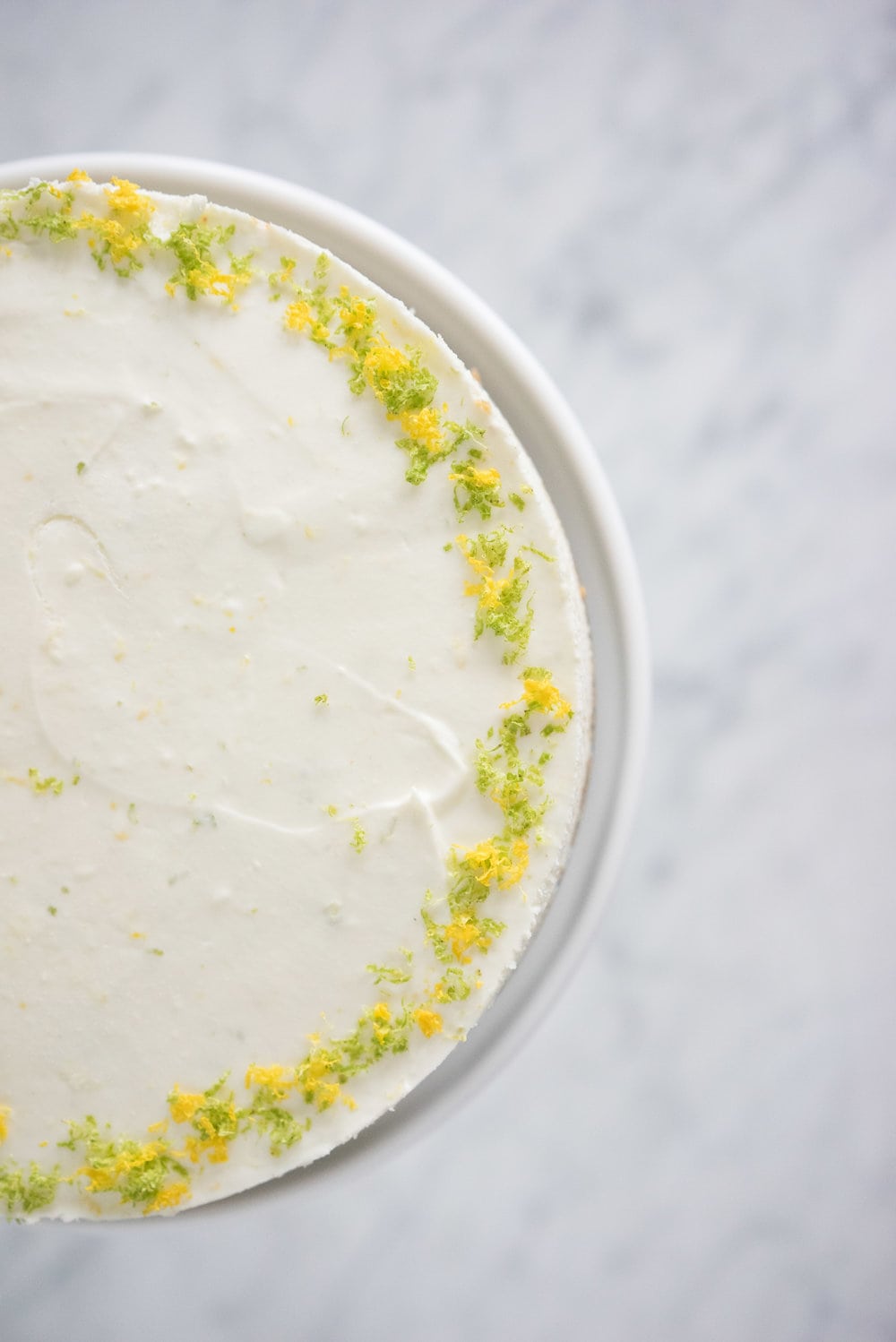 Lemon and Lime No bake cheesecake - the perfect make-ahead dessert that won't clog up precious oven space when preparing for a busy dinner party!