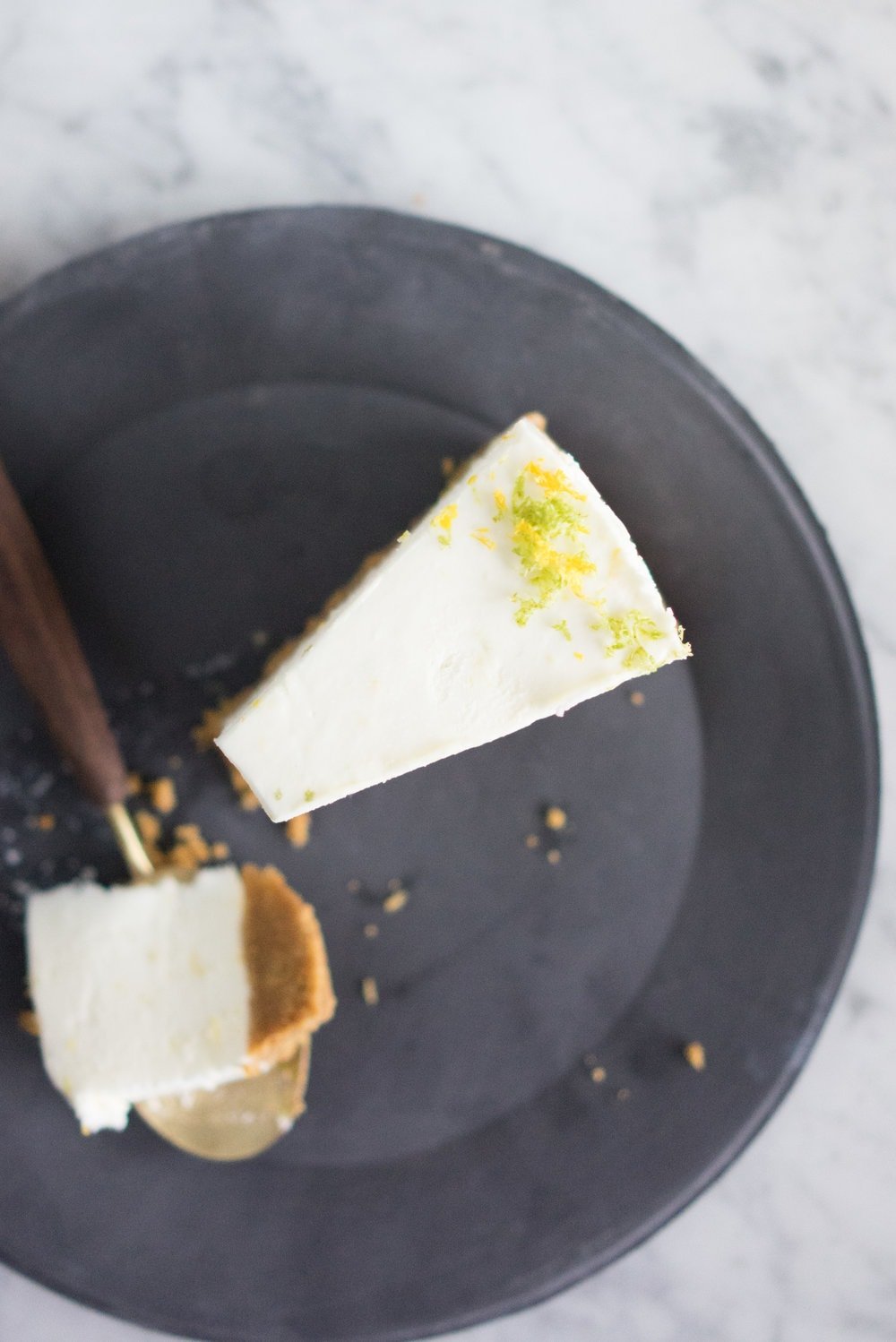 Lemon and Lime No bake cheesecake - the perfect make-ahead dessert that won't clog up precious oven space when preparing for a busy dinner party!