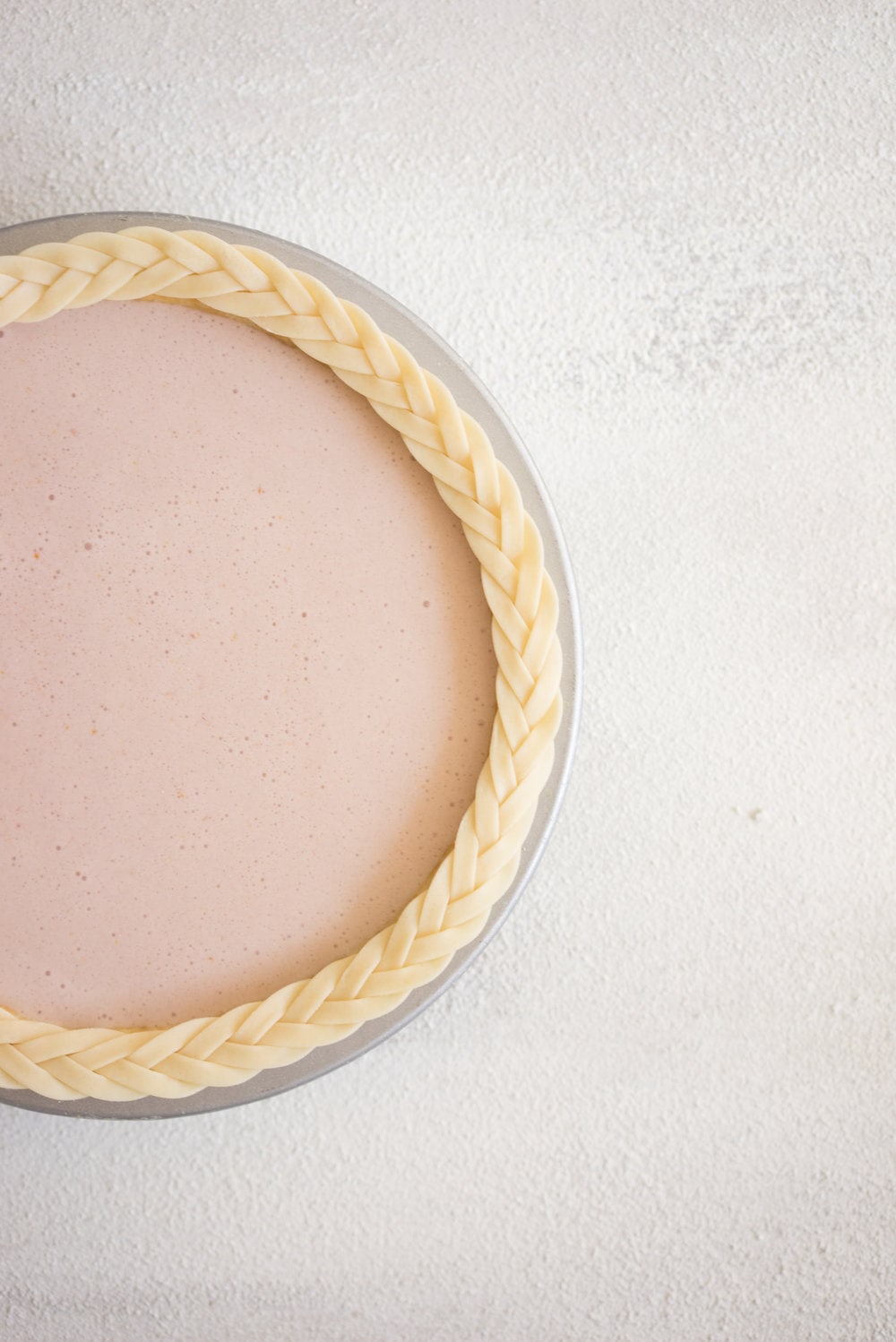 Blood orange chess pie with braid finish