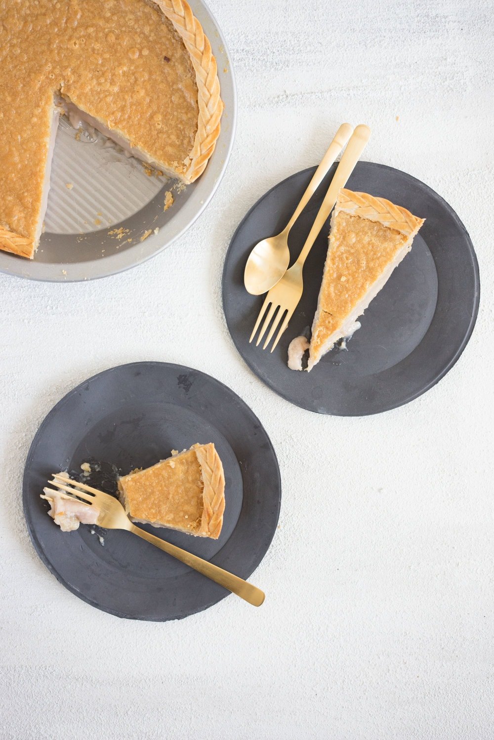 Blood orange chess pie with braid finish