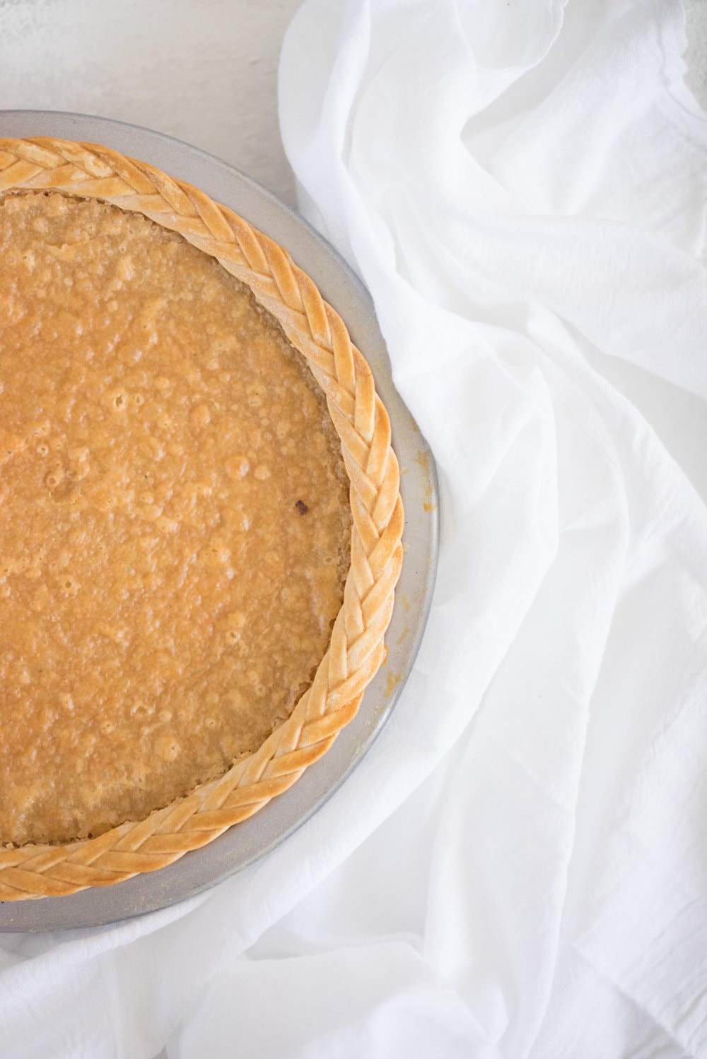 Blood orange chess pie with braid finish