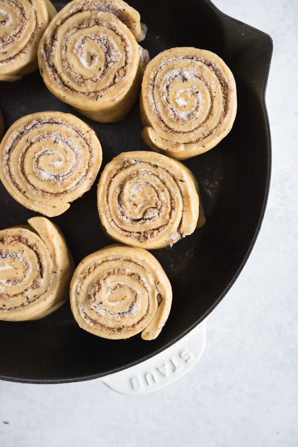 An earl grey infused dough, filled with an earl grey and brown sugar mixture, baked until caramelized, then finished with an earl grey infused glaze. A slightly different take on the classic cinnamon roll.