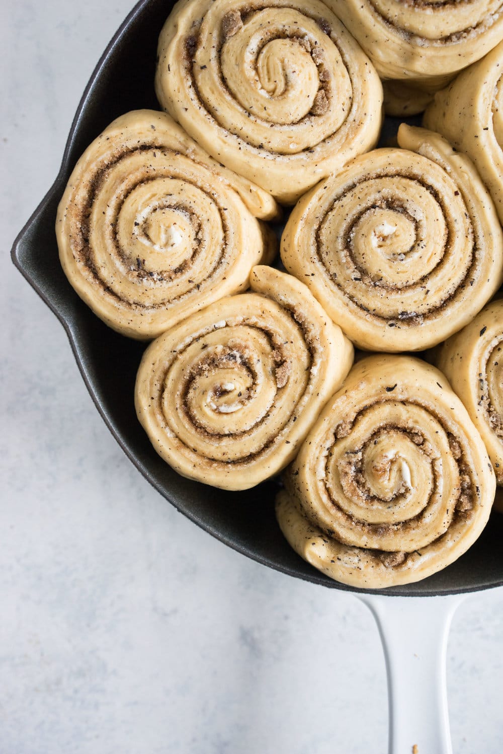 An earl grey infused dough, filled with an earl grey and brown sugar mixture, baked until caramelized, then finished with an earl grey infused glaze. A slightly different take on the classic cinnamon roll.