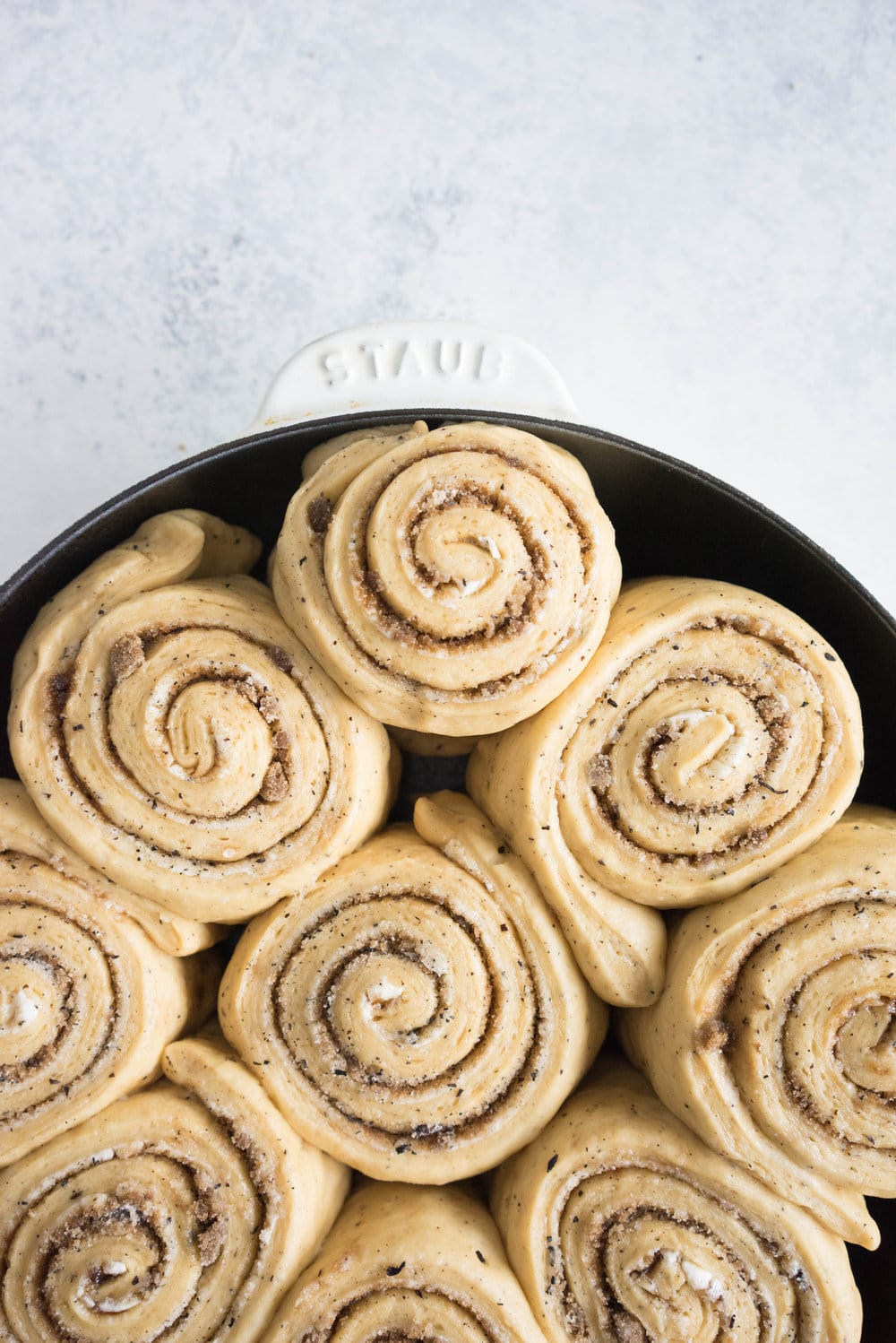 An earl grey infused dough, filled with an earl grey and brown sugar mixture, baked until caramelized, then finished with an earl grey infused glaze. A slightly different take on the classic cinnamon roll.