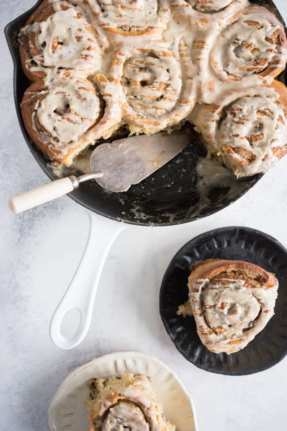 An earl grey infused dough, filled with an earl grey and brown sugar mixture, baked until caramelized, then finished with an earl grey infused glaze. A slightly different take on the classic cinnamon roll.