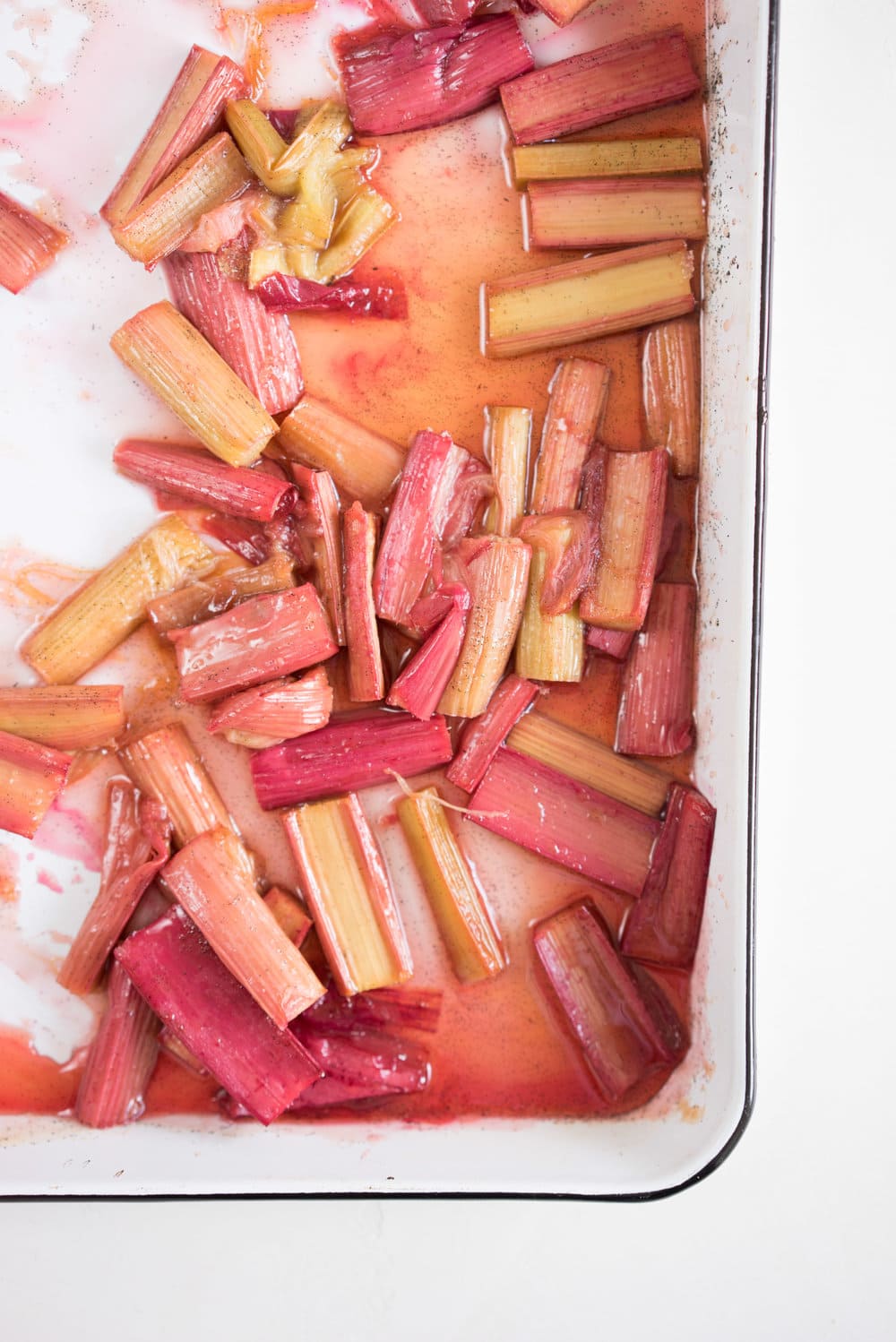 Brioche doughnuts, roasted rhubarb, vanilla bean pastry cream, and vanilla sugar