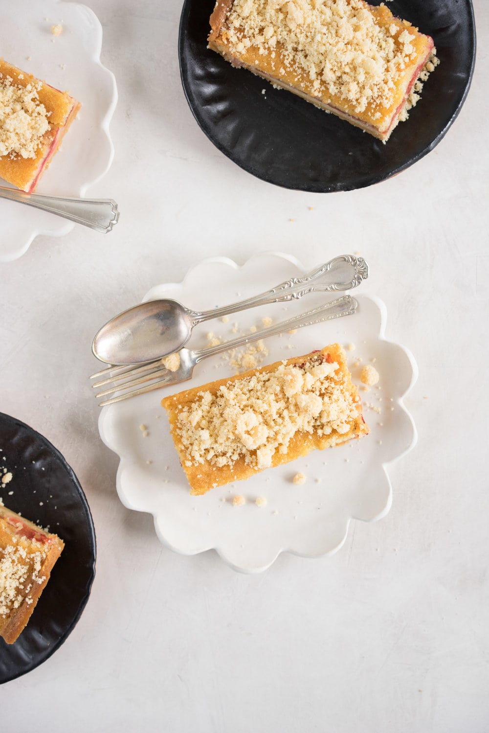 Brown butter rhubarb streusel tart - pate sucree, brown butter frangipane, cured rhubarb, and toasted almond streusel. Worth every second