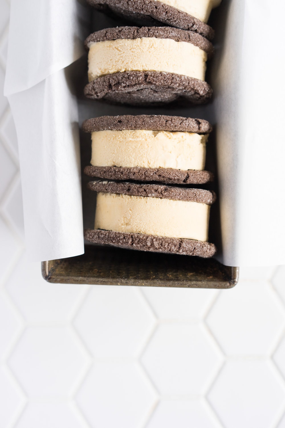 Chocolate earl grey ice cream sandwiches - creamy earl grey ice cream sandwiched between perfectly chewy chocolate sugar cookies. The dessert you never knew you needed. Until now.