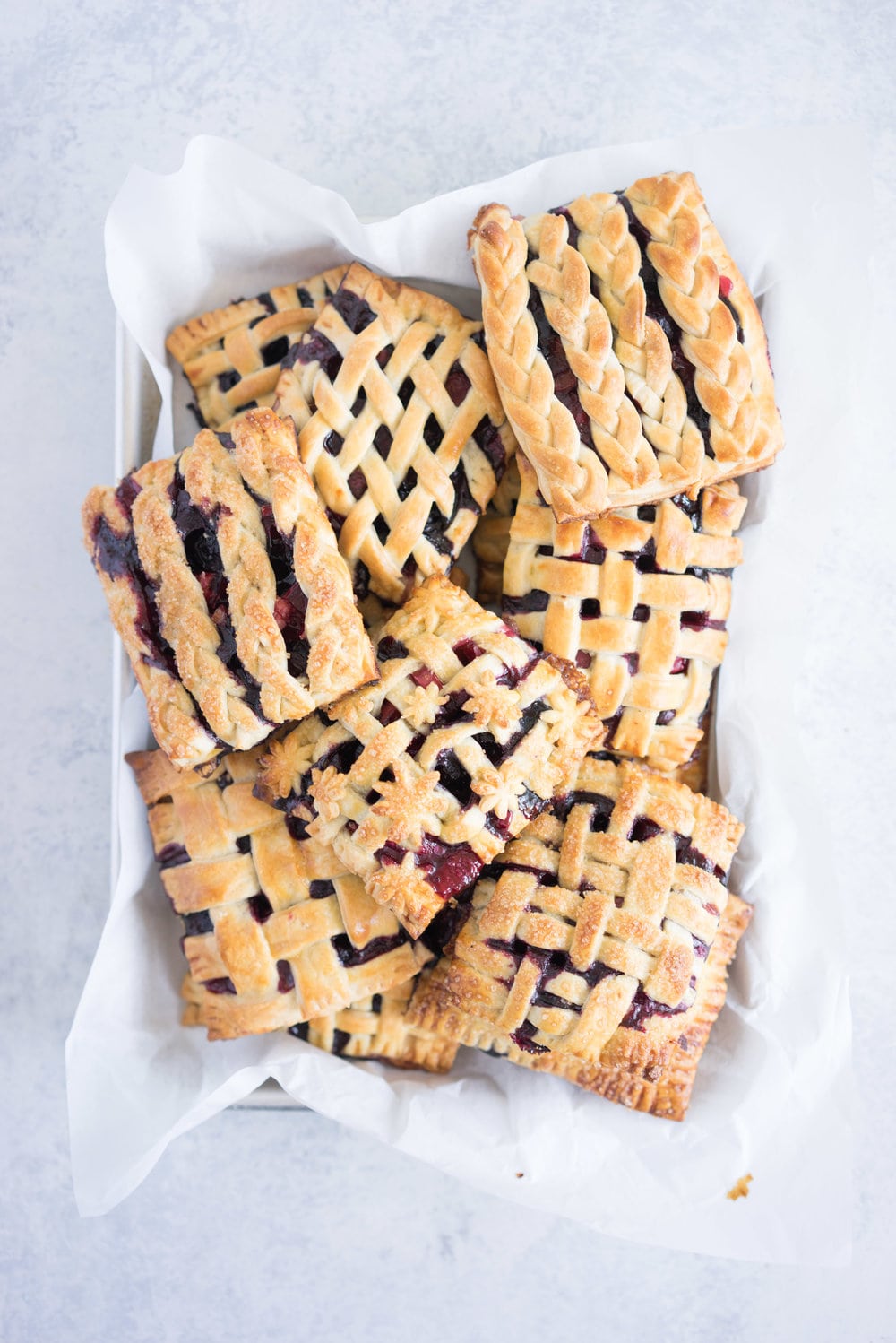 Sour Cherry, Blueberry, and rhubarb hand pies