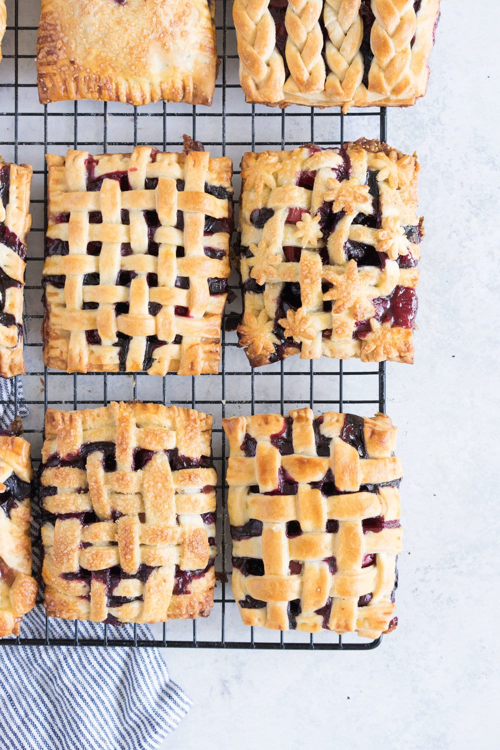 Sour Cherry, Blueberry, and rhubarb hand pies