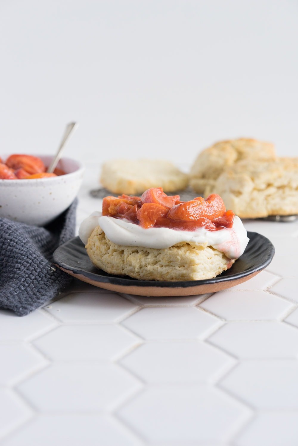 Scones with Roasted Peaches and Vanilla Bean Whipped Cream - the perfect summer morning or afternoon tea treat
