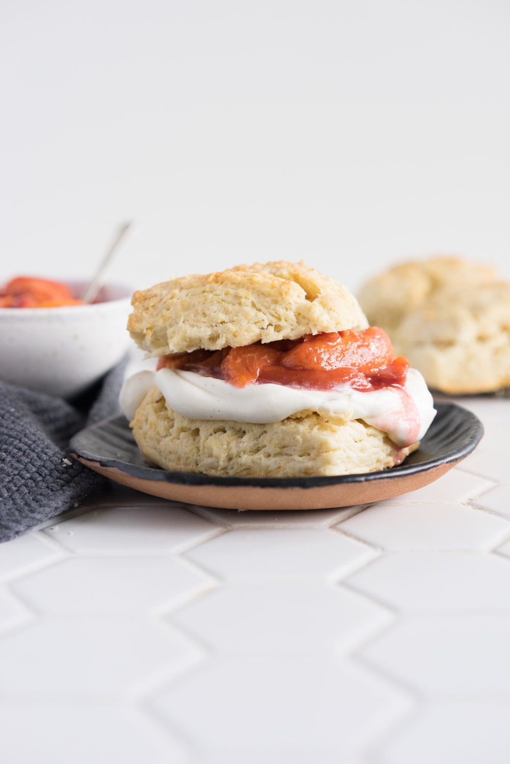 Scones with Roasted Peaches and Vanilla Bean Whipped Cream - the perfect summer morning or afternoon tea treat