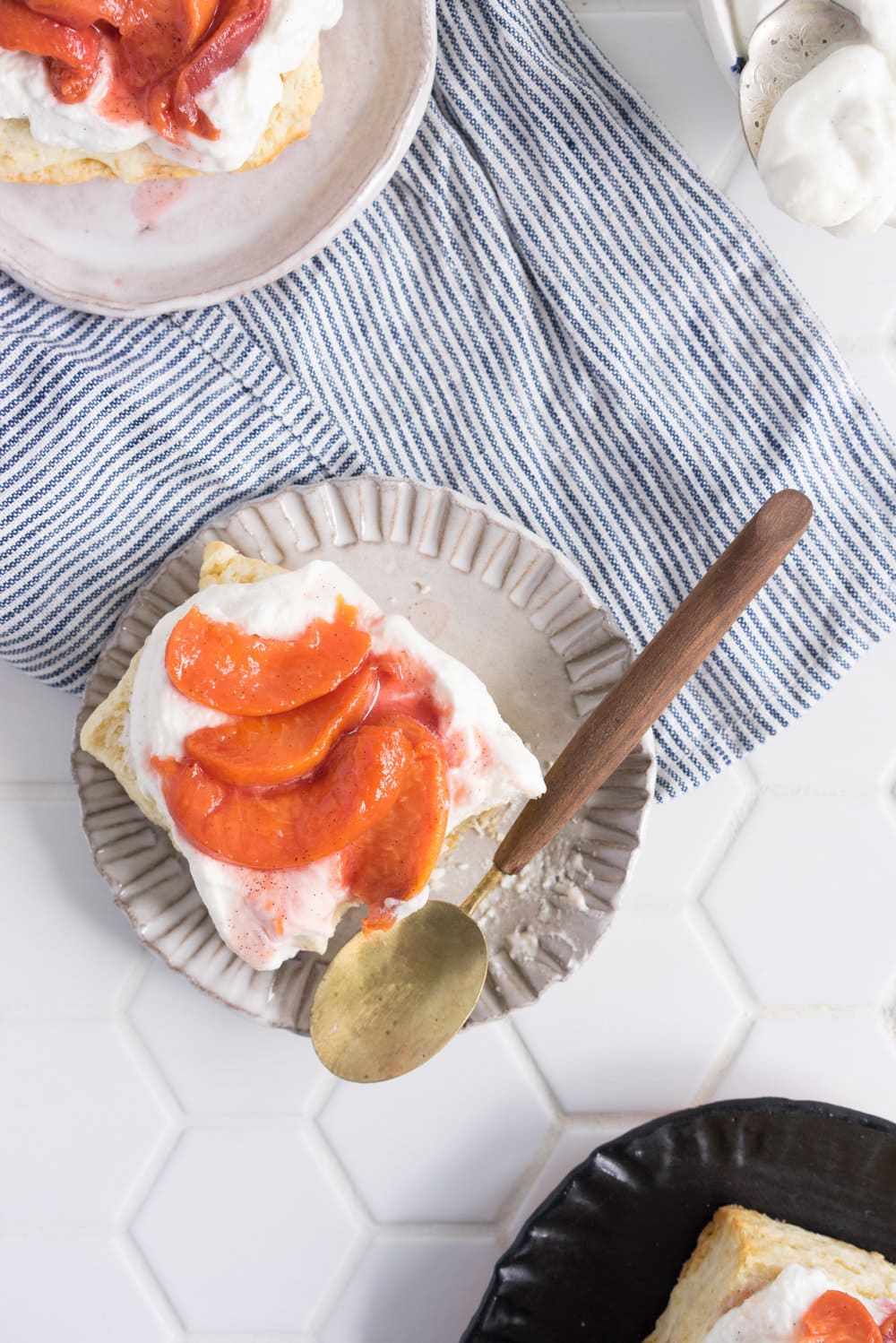 Scones with Roasted Peaches and Vanilla Bean Whipped Cream - the perfect summer morning or afternoon tea treat