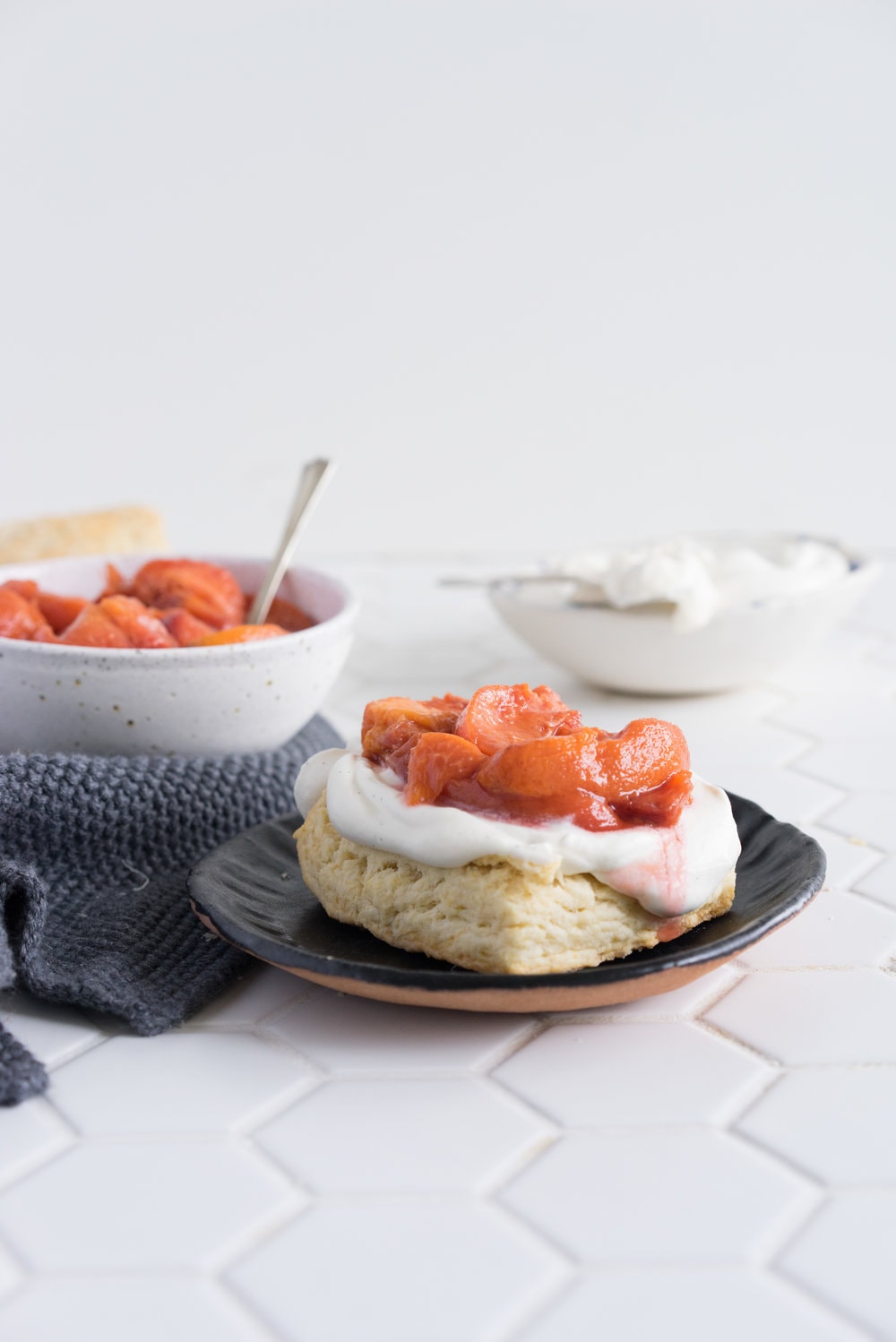Scones with Roasted Peaches and Vanilla Bean Whipped Cream - the perfect summer morning or afternoon tea treat