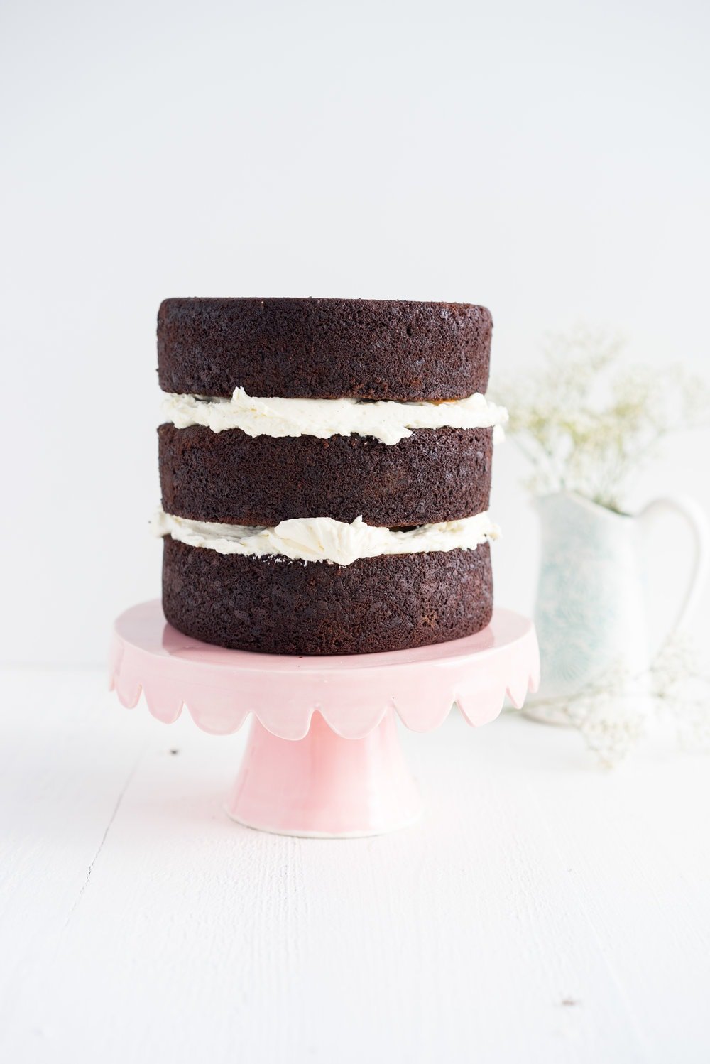 Gluten Free Chocolate Cake with Salted Caramel and Mascarpone German Buttercream. The perfect go-to cake: layers of rich mud cake, smooth salted caramel, and silky german buttercream with a hint of mascarpone.