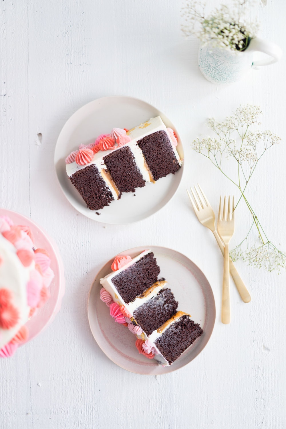 Gluten Free Chocolate Cake with Salted Caramel and Mascarpone German Buttercream. The perfect go-to cake: layers of rich mud cake, smooth salted caramel, and silky german buttercream with a hint of mascarpone.