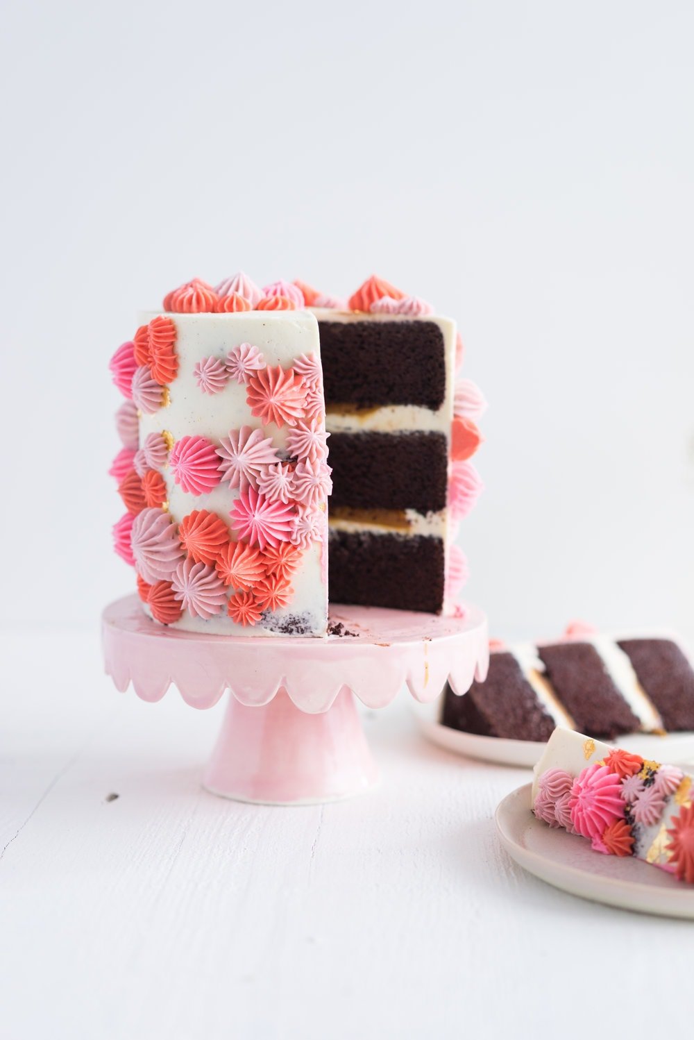 Gluten Free Chocolate Cake with Salted Caramel and Mascarpone German Buttercream. The perfect go-to cake: layers of rich mud cake, smooth salted caramel, and silky german buttercream with a hint of mascarpone.