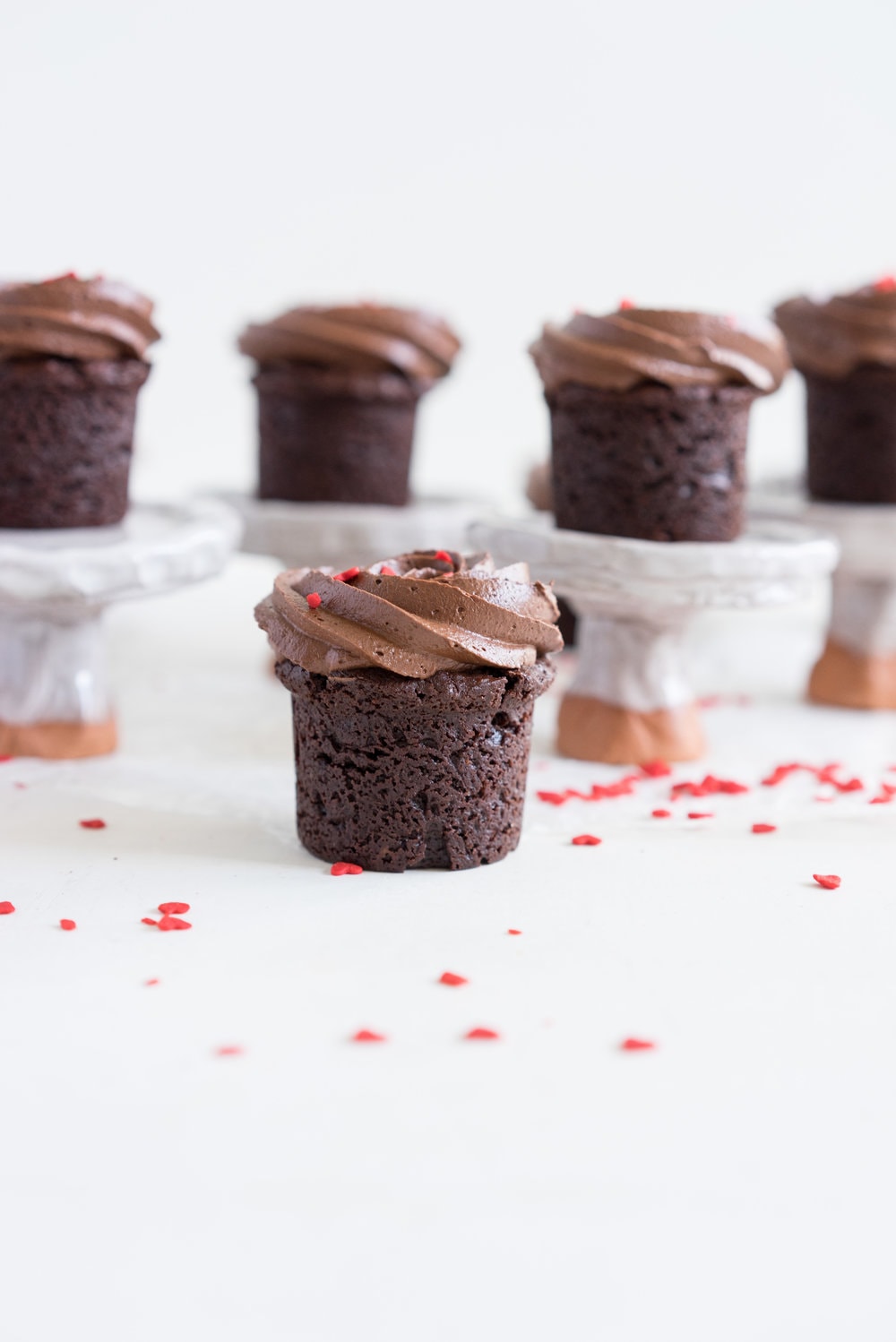 Hazelnut Brownie Bites with Dark Chocolate Hazelnut frosting. A dozen roses AND chocolate all in one go - you win valentines.