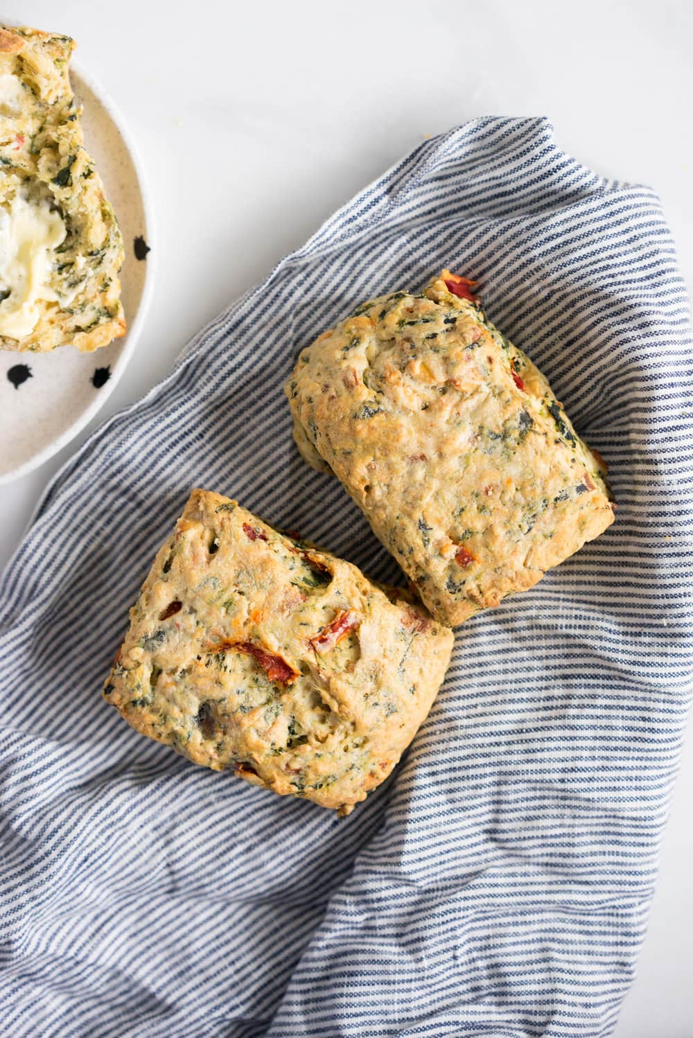 Spinach, Feta, Red Pepper, and Fennel Seed Scones. Perfect for a quick morning tea, a savory brunch option, or a light casual lunch.