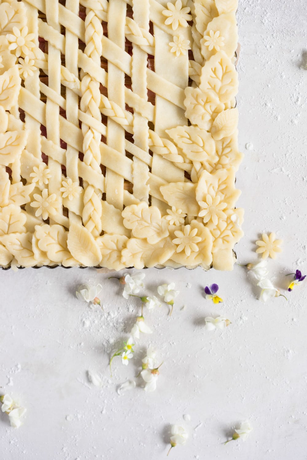 Rhubarb Frangipane Slab Pie - Flaky tender pie crust, sweet nutty frangipane, and vanilla infused roasted rhubarb. Perfect Spring or Early Summer Pie
