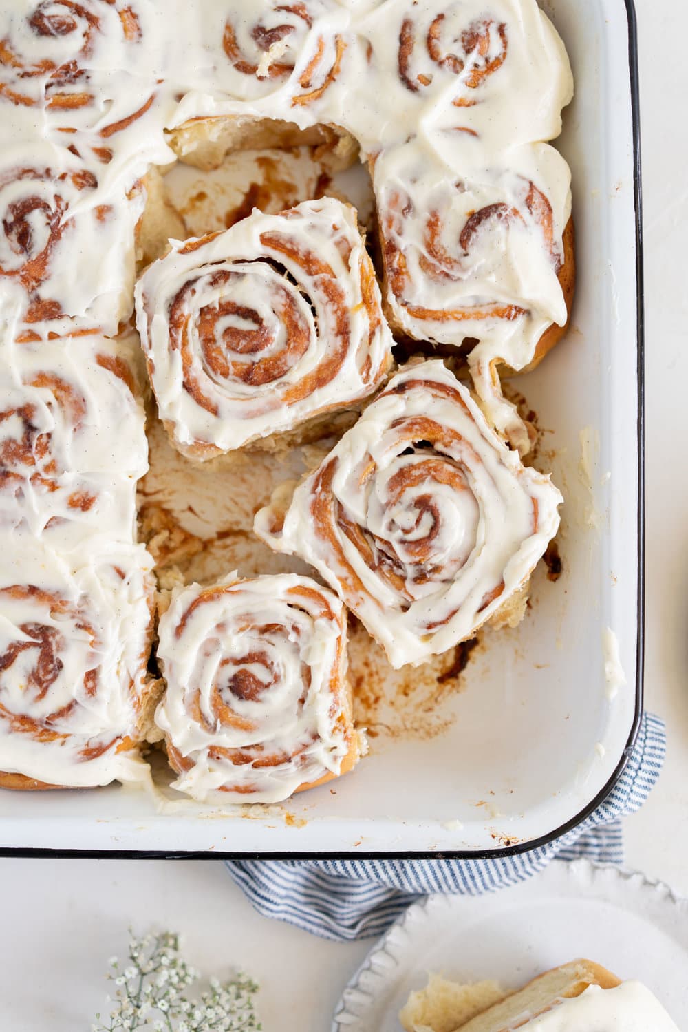 Rhubarb Sticky Buns - Brioche Spiked with vanilla, filled with rhubarb quick jam, and finished with a vanilla bean mascarpone frosting. #stickybuns #rhubarb #vanillabean #cloudykitchen