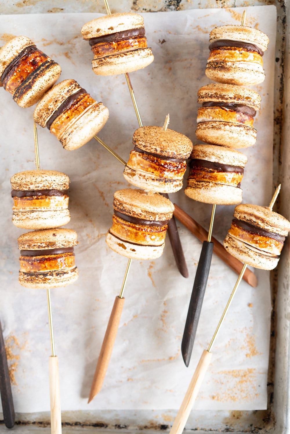 Toasted macarons with ganache and toasted marshmallow