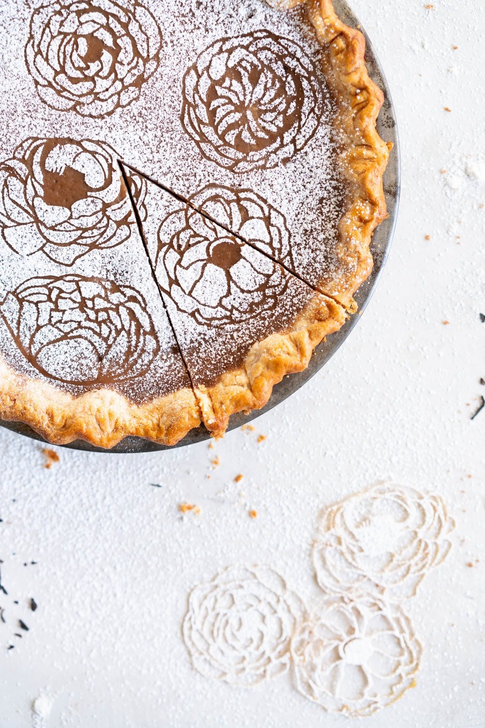Earl Grey Sugar Pie - Fragrant Earl grey custard is spiked with vanilla bean, and finished with a hefty dusting of powdered sugar. An egg free version of a custard favourite that bakes perfectly flat and will never crack on you.