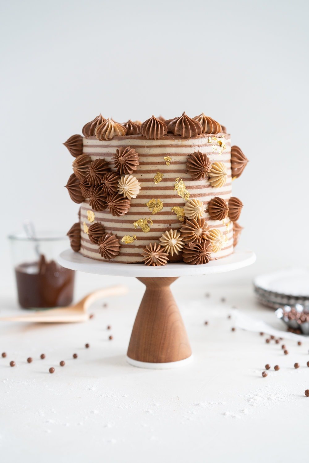 Chocolate Brownie Cake with Chocolate Hazelnut filling and Mocha German Buttercream - perfectly indulgent.