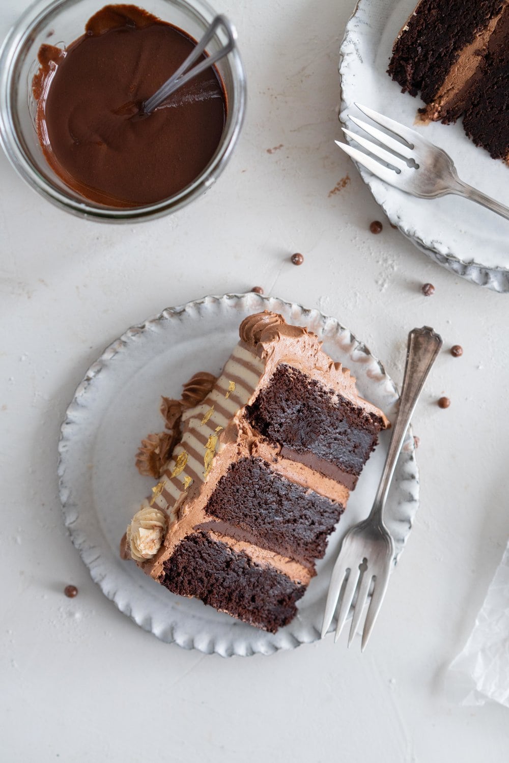 Chocolate Brownie Cake with Chocolate Hazelnut filling and Mocha German Buttercream - perfectly indulgent.