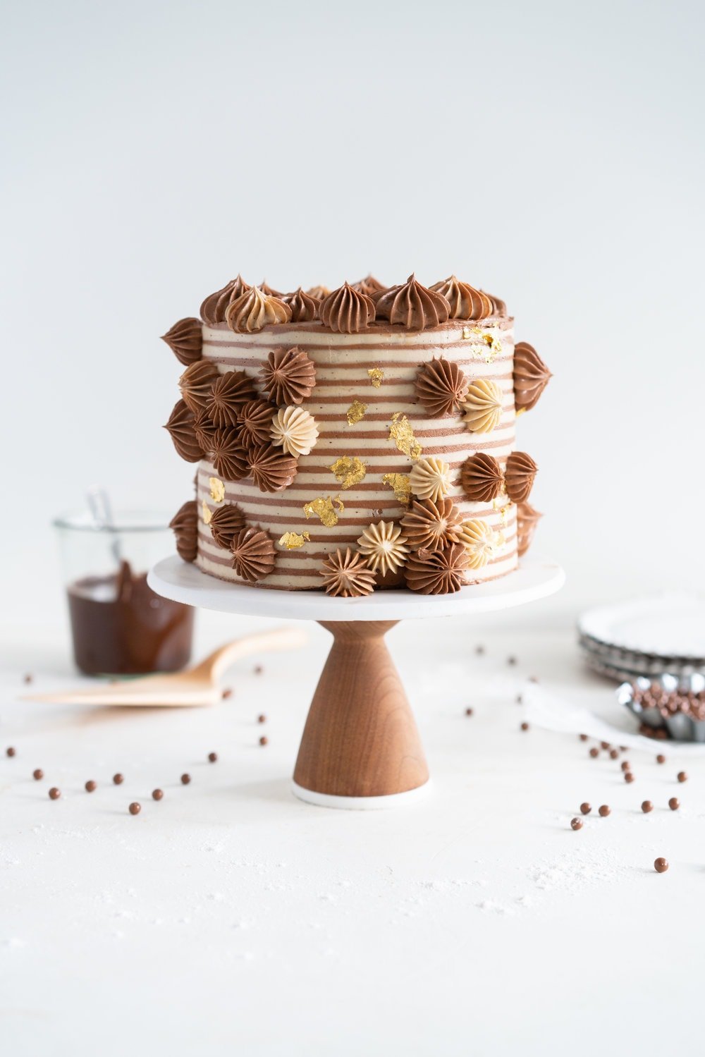 Chocolate Brownie Cake with Chocolate Hazelnut filling and Mocha German Buttercream - perfectly indulgent.