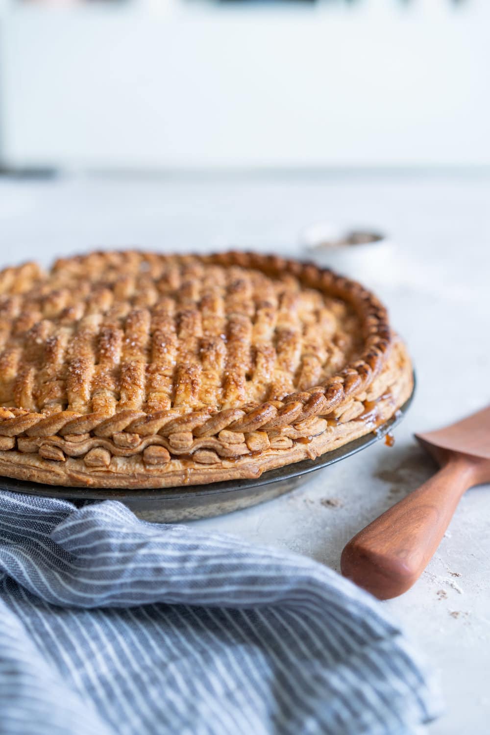Apple and Cardamom Pie with Cardamom and Vanilla Bean Crust - a pie dough spiked with warming cardamom and fragrant vanilla bean encloses a spiced apple cardamom brown sugar filling. This variation on an apple pie is simple but delicious - it makes the perfect dessert or anytime treat. #cardamom #applepie