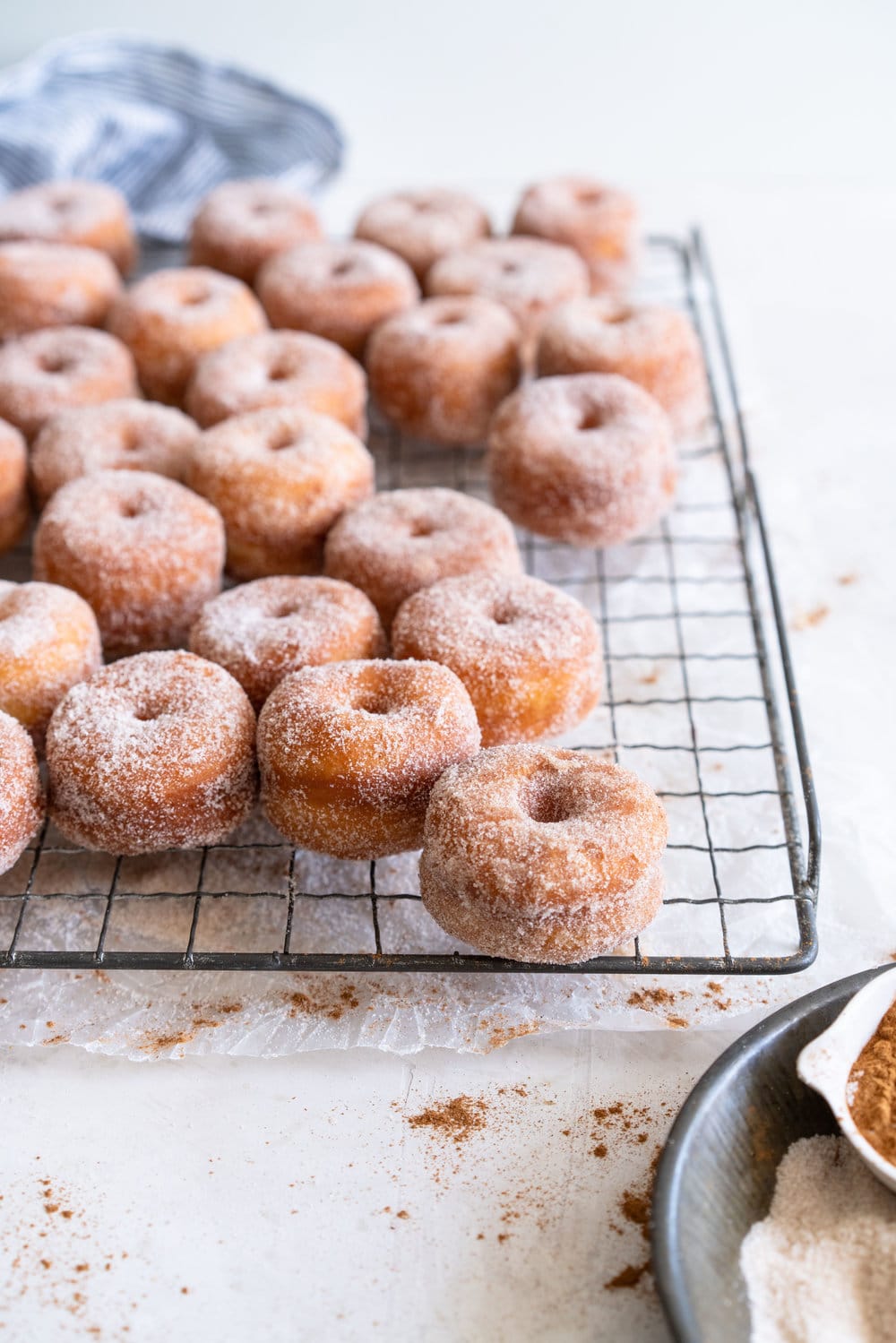 mini donuts on a cooling rack