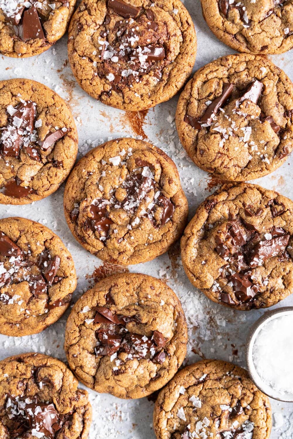 Brown Butter Spelt Chocolate Chip Cookies - these are a variation on the classic chocolate chip cookie. Brown butter provides depth of flavour along with spelt flour. The cookies are easy to make with a short chill time and are the perfect way to start baking using alternative grains such as spelt flour.